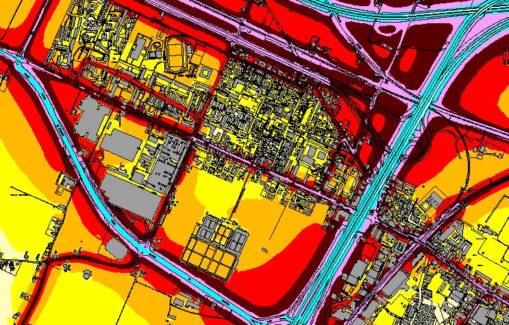 MAPPA ACUSTICA - SCENARIO DIURNO - FUTURO 2015 (tratto di via Emilia compreso tra