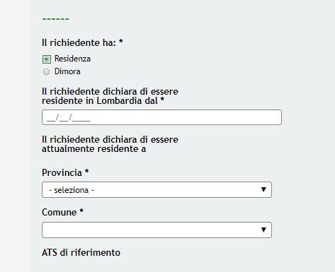 Se RESIDENZA: Figura 9 Modulo 1 Dati residenza Se DIMORA: Figura 10 Modulo 1 Dati dimora In base