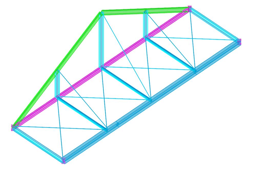 La reticolare piana funge da elemento di trasferimento del carico derivante dal timpano alle murature laterali, attraverso n.3 tiranti posti in diagonale a supporto della facciata.