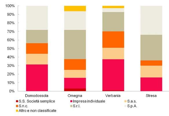 Cresce inoltre il peso dei procedimenti relativi a Imprese individuali negli sportelli di Domodossola e Verbania, dove rappresentano rispettivamente il 31 e il 36% del totale.