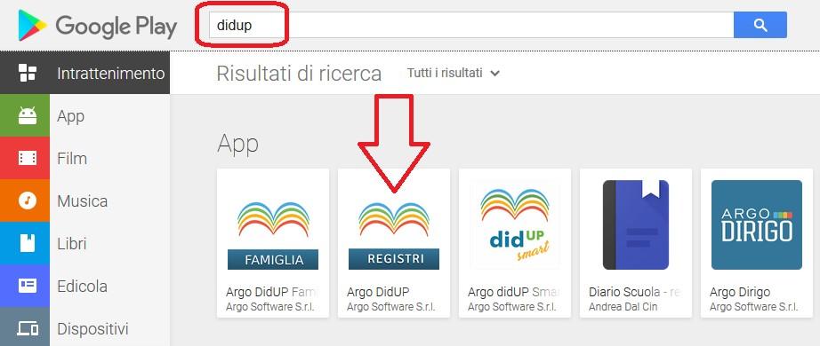 App per Tablet Dagli store ufficiali Android ( Google Play ) e IOS ( App Store ) è possibile scaricare l App denominata DIDUP.