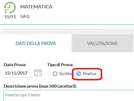 Una volta cliccato sull icona Aggiungi nuova prova si accede ai dati