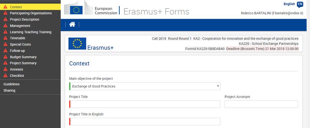 Quelli a fianco evidenziati sono gli step necessari per la compilazione del webform.