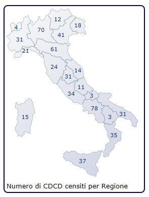 La mappa on line dei Servizi per Demenze in Italia 593 CDCD* 553