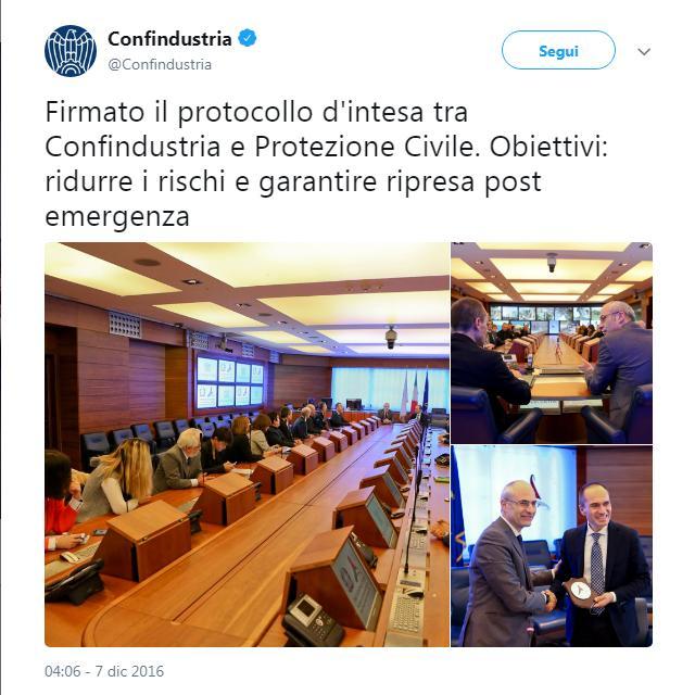 Una nuova struttura nazionale di Confindustria nata dall idea di Confindustria Fermo nel 2012 in occasione del sisma che colpì l Emilia Romagna e successivamente promossa su scala