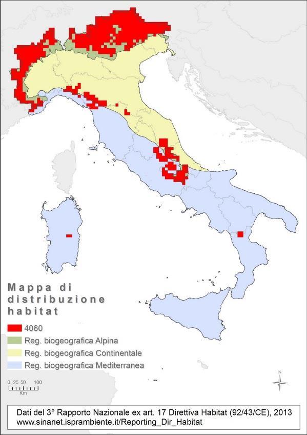 La redazione di mappe di distribuzione e del range di tutti i tipi di Habitat dell'allegato I è un aspetto