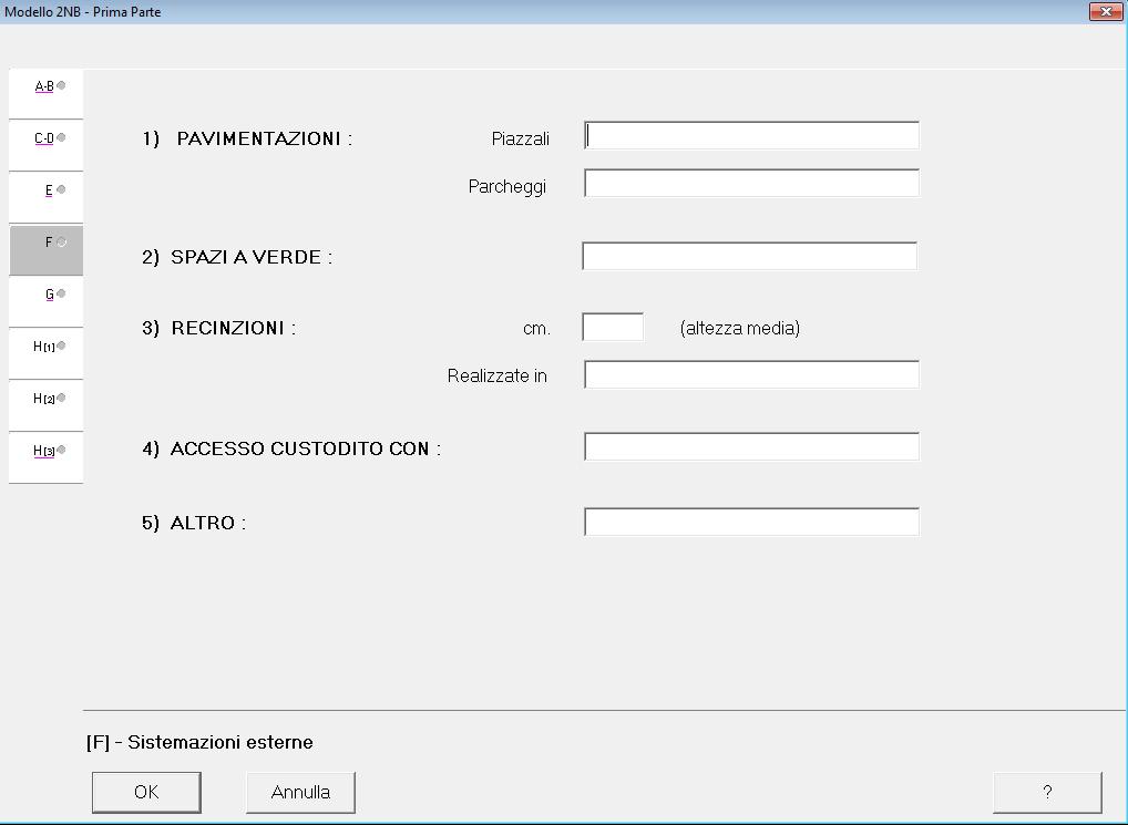 [F] - Sistemazioni esterne [G] - Dati metrici dell'azienda 1) Area totale