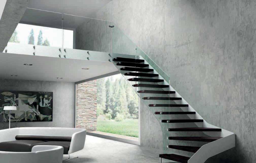 ringhiera in vetro Open staircase with single