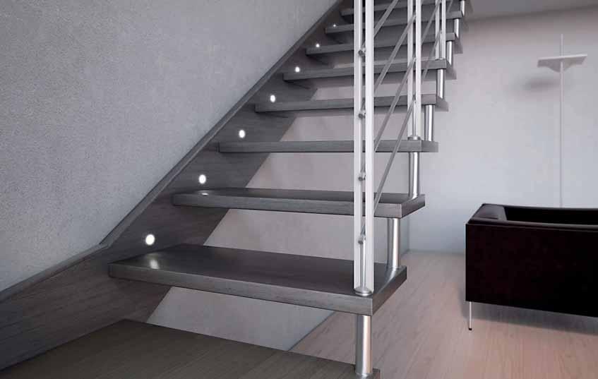 ringhiera in metallo Open staircase with wooden single