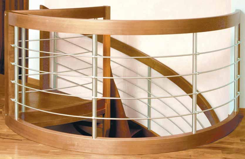wooden treads, spiral central pole in varnished