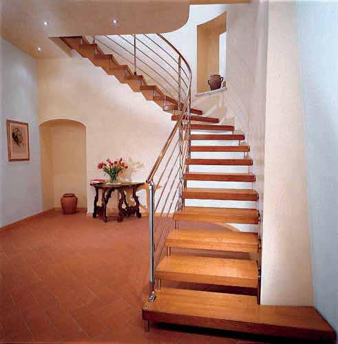 inox con sistema elicoidale Cantilever staircase with