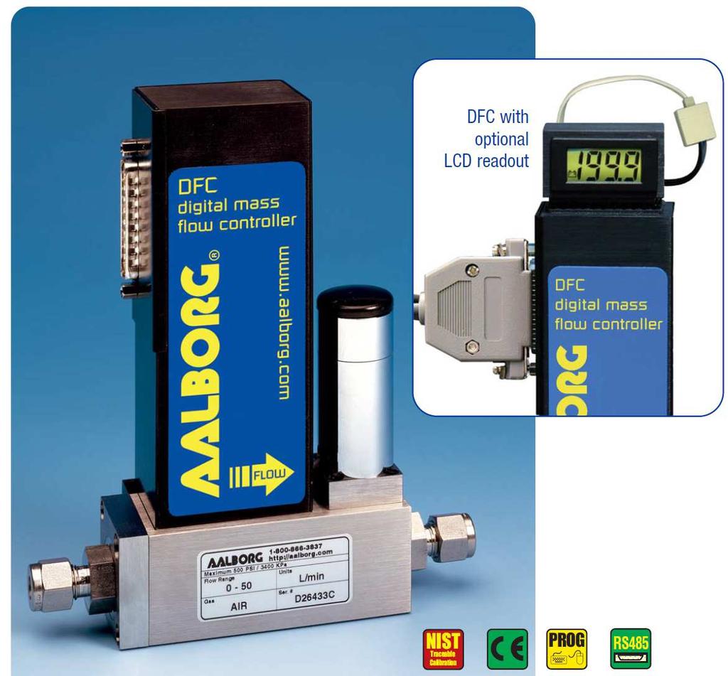 Regolatore digitale di flusso massiccio - Modello DFC Il microprocessore del modello DFC permette di programmare e analizzare I dati di flusso di vari gas con il computer tramite RS-485 (in opzione è