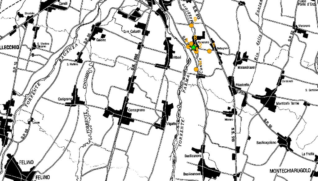 UTMy 95575 955 95555 955 9517 95155 9539 9515 957175 Punto comparativo stazione Parma - Montebello Codice UTMx UTMy Punto 51 9 Nota: il punto è stato collocato presso la