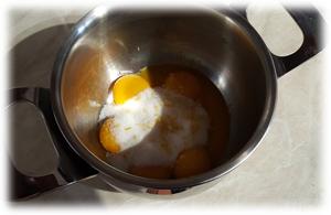 Appena la panna e il latte iniziano a bollire toglietele dal fuoco e versarli sul composto di uova montato