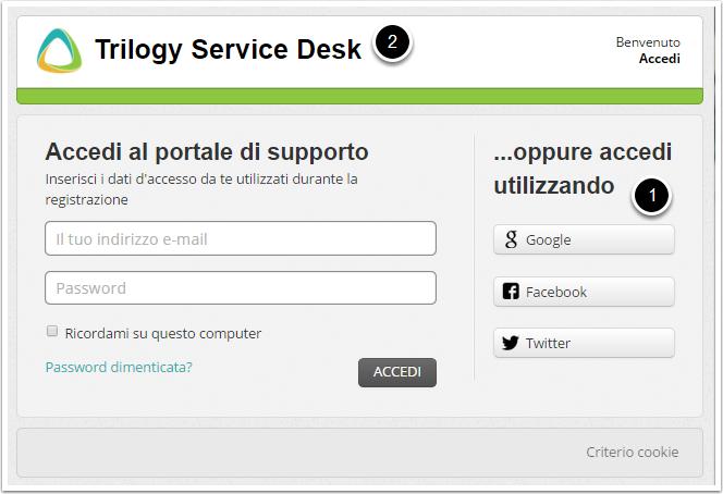 Accesso cliente (versione desktop e mobile) 1) Il cliente può accedere al pannello con le proprie credenziali oppure attraverso