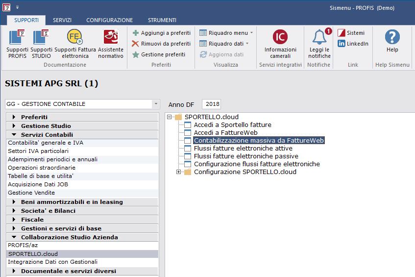 IVA vendite 6) Lanciare la funzione "Contabilizzazione massiva da Fatture Web" presente nel menu Collaborazione Studio