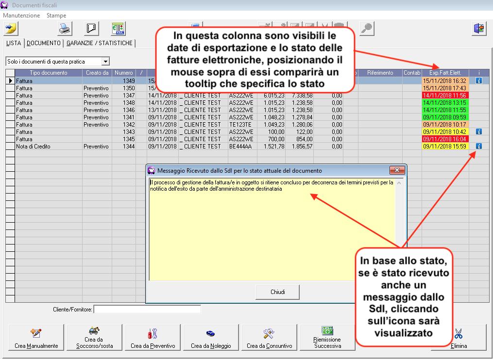 Inoltre, gli stati delle varie fatture generiche e delle fatture dalla