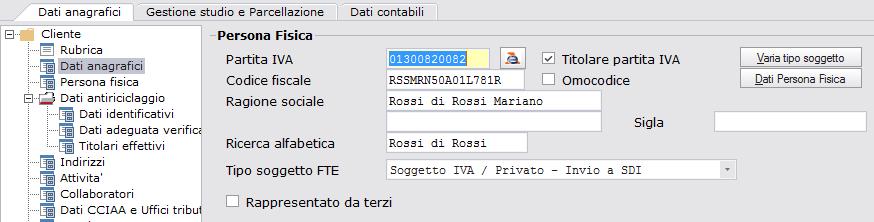 Generazione file XML Fatture Elettroniche: Configurazione 2) Gestione anagrafica Clienti Soggetto IVA / Privato Invio a SDI: qualora si invii la fattura elettronica trami HUB Sistemi