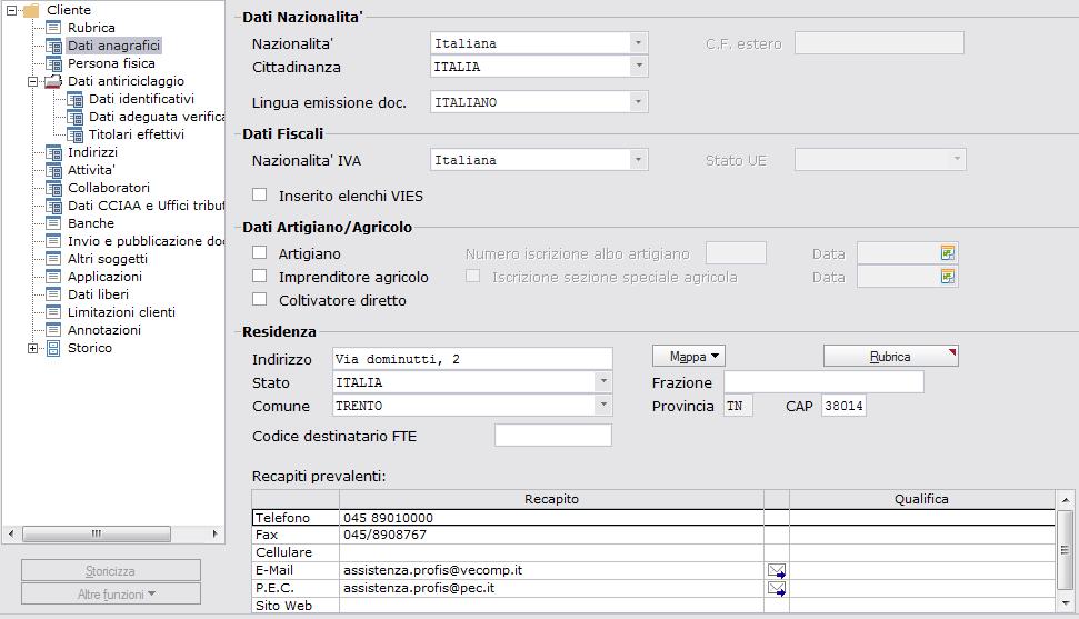 Generazione file XML Fatture Elettroniche: Configurazione 2a) Gestione anagrafica Clienti: