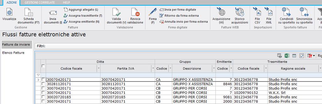 Gestione flussi fatture elettroniche attive Tramite il bottone Visualizza è possibile