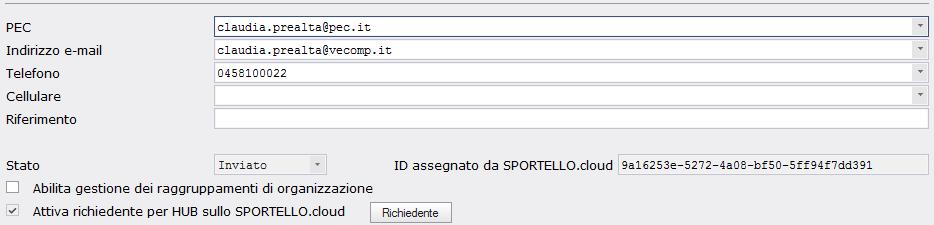 Configurazione Sportello Fatture: Struttura ID assegnato da SPORTELLO.cloud: