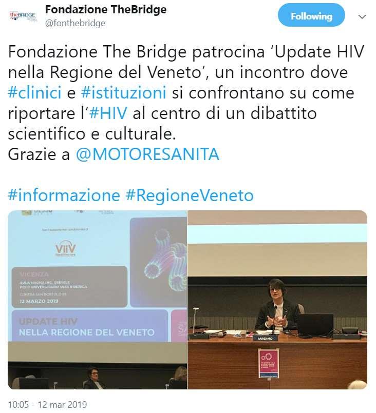 Twitter Fondazione The Bridge (12 Marzo 2019)