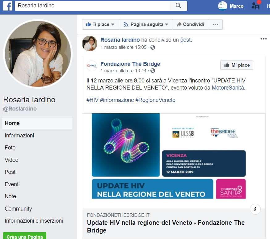 Facebook Rosaria Iardino (1 Marzo