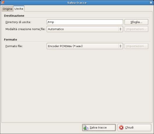 CD audio e file audio 6.3.2 Uscita Nella scheda Uscita è possibile definire le proprietà dei file audio da creare.