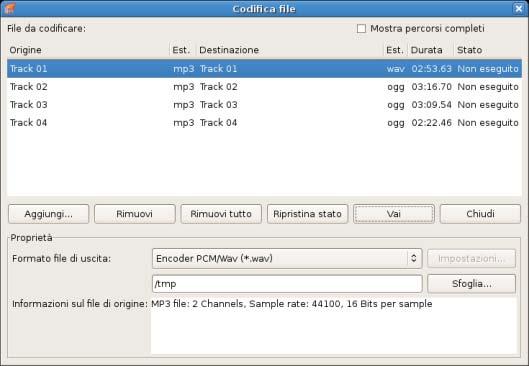 CD audio e file audio Pulsante Impostazioni Elenco di selezione Formato file Pulsante Impostazioni Consente di aprire una finestra in cui è possibile definire la creazione del nome file.