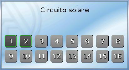 Collegamento delle variabili di uscita con le uscite Esempio: collegamento delle variabili di uscita "Circuito solare" con le uscite 1 e 2 Selezione