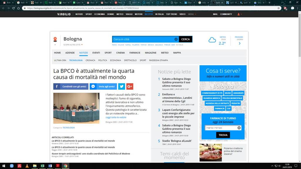 Bologna.virgilio.it (23 Gennaio 2019) https://bologna.virgilio.it/notizielocali/la_bpco_attualmente_la_quarta_causa_di_mortalit_nel_mondo- 57749829.