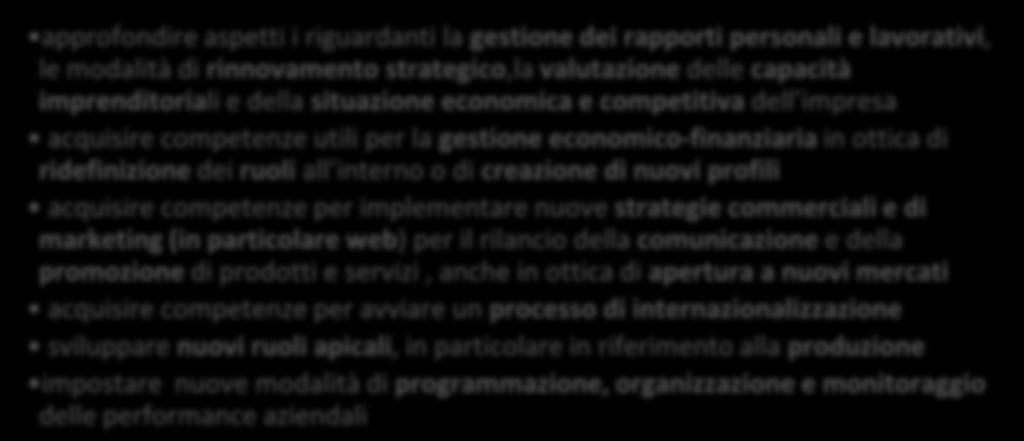 FORMAZIONE SPECIALISTICA di MEDIA durata PER CHI DOVE lavoratori di aziende interessate al tema della GESTIONE del PASSAGGIO GENERAZIONALE disoccupati (per int.