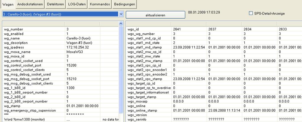 Il programma TLS_VIS_Detail elabora questi dati per i tecnici della manutenzione.