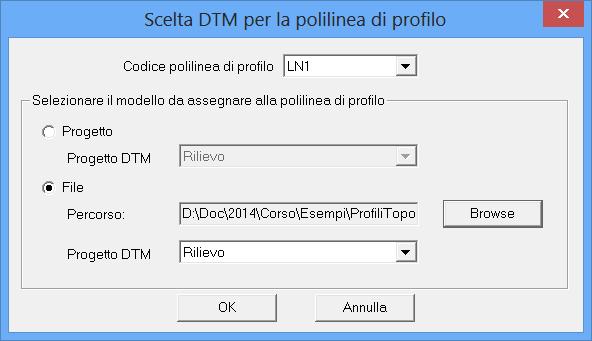 Le polilinee di profilo sono simili ai progetti e si differenziano da essi per i seguenti motivi: - non è possibile inserire dei raccordi verticali; - possono essere create anche da progetto DTM.