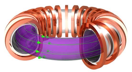 Introduzione all argomento Il Tokamak èuna macchina in cui un gas, tipicamente idrogeno, viene ionizzato (cioè separato in cariche positive e negative), formando così un plasma, che viene poi