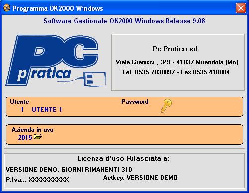 Gestionale OK2000 Windows Il software gestionale "OK2000" della ditta PC Pratica srl di Mirandola, sviluppato, venduto e assistito direttamente dalla casa madre, assolve tutte le funzioni di un