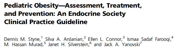 Le linee guida pediatriche European Society of Endocrinology Pediatric Endocrine Society Styne DM, Arslanian SA, Connor EL, et al.