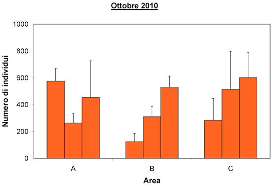 variabilità tra le repliche, mentre nella zona Ca è stato campionato un numero medio di Nematodi notevolmente inferiore (48,0±29,0). Per quanto riguarda il complesso dei Crostacei, osservando la Fig.