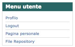 Pagina personale Dopo aver effettuato l accesso all area registrata tramite l inserimento di nome utente e password, vedrete comparire un menù nella colonna sinistra, sotto l indice generale, che