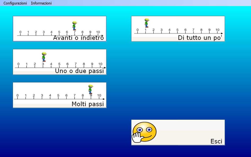 SALTI SULLA LINEA 10 Il programma propone problemini sulla linea dei numeri che riguardano i numeri in avanti e indietro.