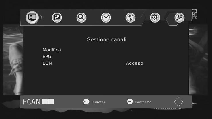 Configurazione 04 Sistema Per accedere al menu, premere il tasto MENU.