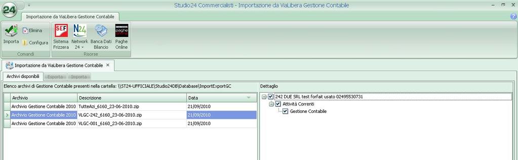 Una volta avviata la gestione ci si trova all interno dell ambiente operativo dove appunto è possibile scegliere di Importare (tasto Contabile.