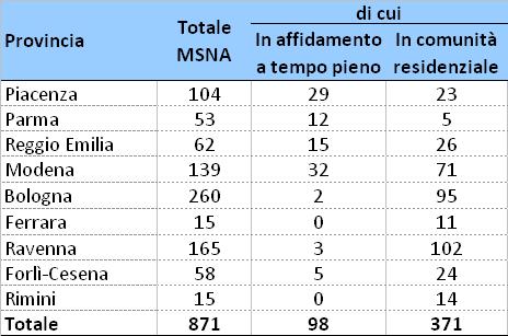 può permanere per un periodo limitato oppure fino alla maggiore età Si registra una distanza tra il totale dei MSNA e quelli in affidamento e in comunità in quanto: a) possono facilmente risultare