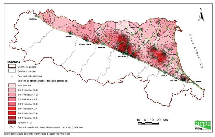 SUBSIDENZA INDICATORE NOME DELL INDICATORE Velocità di abbassamento del suolo UNITA DI MISURA cm/anno FONTE Arpa Emilia-Romagna COPERTURA SPAZIALE DATI Area di pianura della regione COPERTURA