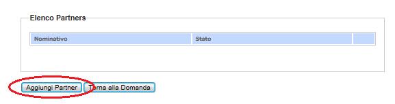 4.5 Compilazione scheda anagrafica del partner Cliccare sul link "Elenco partners (figura 5). Cliccare su "Aggiungi Partner" come riportato nella figura 13.