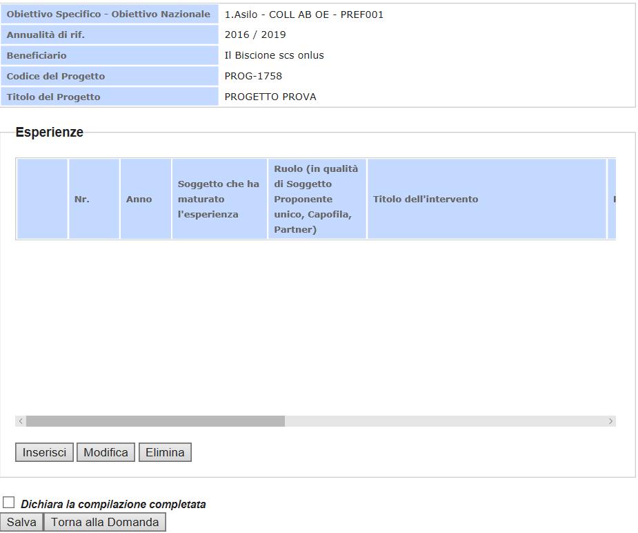 B.1.3 Tabella esperienze Cliccare su Modello B in corrispondenza della sezione Tabelle Esperienze (figura 5).