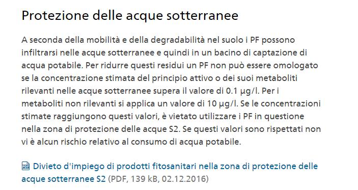 «divieto d impiego di prodotti fitosanitari nella zona di protezione delle acque