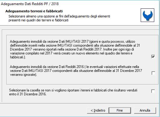 Importante!!! Adeguamento Archivi Quadro Terreni e Fabbricati In seguito alle numerose richieste pervenute è stata modificata la logica di riporto dei dati dei terreni e fabbricati.