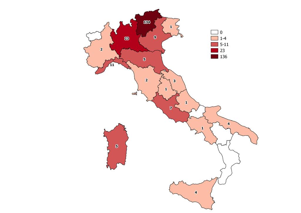 Localizzazione delle organizzazioni certificate Fonte: sistema