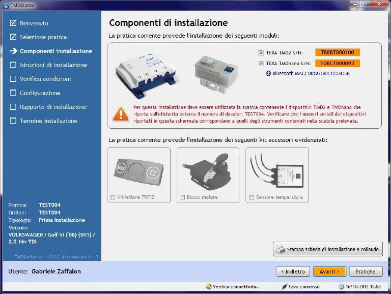 1.5 Componenti di Installazione it Questa schermata visualizza i dispositivi necessari all'installazione.